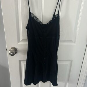 Elegant Black Lace Trim Women's Dress